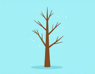 Cute Cartoon Winter Tree Illustration on a Blue Background 