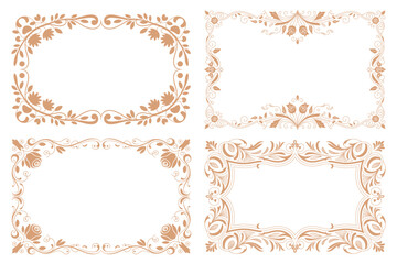 Collection of elegant Floral Vintage Frame Vector or Ornamental decorative Border Designs for Wedding Invitations, Certificates, and Greeting Cards.