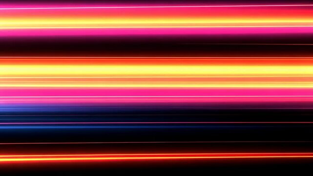 Vibrant Neon Light Strips in Motion with Dynamic Color Transitions and Fast Blurred Effects