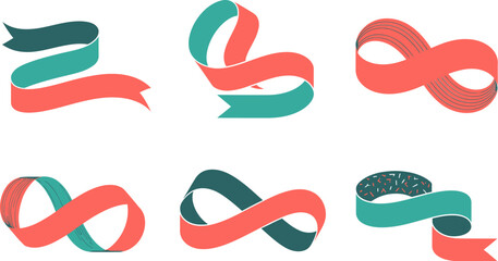 Straight flat ribbon pack. Simple stripe-style headers in bold red, green, gold, black and themed layouts  