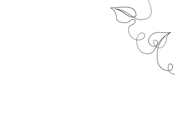 Floral silhouette art line. Flowers in continuous line drawing style. Border with tropical flower. Minimalist black linear sketch. Trendy vector illustration isolated. Contour frame for design.