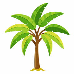 Simple Banana Tree Vector on White Background