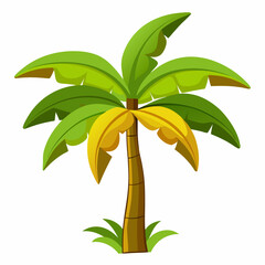 Simple Banana Tree Vector on White Background