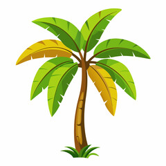 Simple Banana Tree Vector on White Background