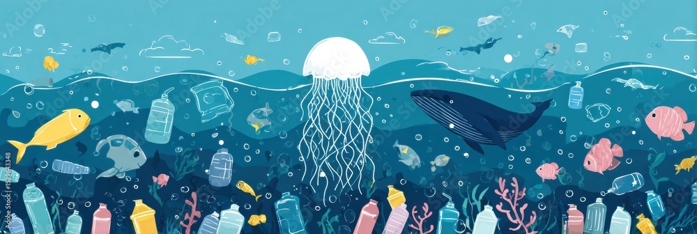 Poster understanding plastic pollution and its devastating impact on ocean ecosystems