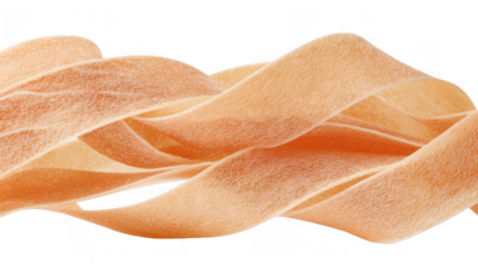 Close up view of pappardelle pasta showcasing elegant waves and curves, isolated on a transparent background, ideal for enhancing food related projects and culinary designs