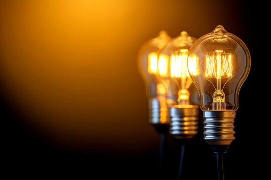 Edison Style Filament LED Light Bulbs Glowing Warmly, Vintage Design Creating Nostalgic Atmosphere