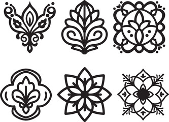 A seamless vector pattern of black and white floral elements, perfect for vintage ornament design or decorative tattoo art