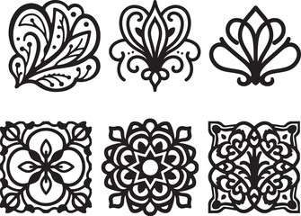 A seamless vector pattern of black and white floral elements, perfect for vintage ornament design or decorative tattoo art