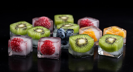 Refreshing Assortment of Fruit Encased in Ice