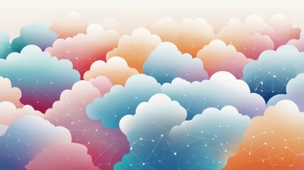 3D Abstract AI Clouds with Soft Color Gradient and Shadow