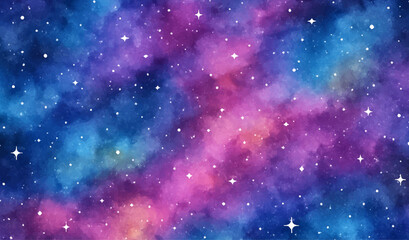 Abstract night sky with glowing stars and cosmic nebula, a bright deep space fantasy illustration