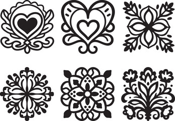 A seamless vector pattern of black and white floral elements, perfect for vintage ornament design or decorative tattoo art