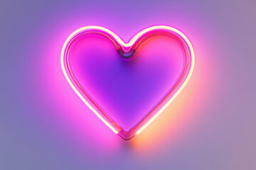 Glowing neon heart shaped light isolated