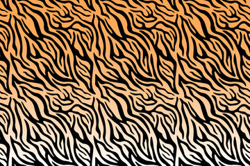 Diagonal tiger-stripe seamless pattern, orange background with dramatic black slashes; great for sportswear, web banners, and high-energy graphic projects.