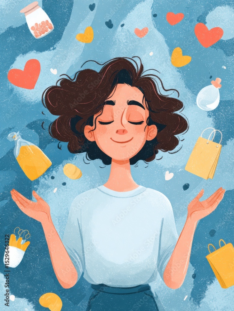 Poster developing self-compassion habits through engaging visual techniques for personal growth and emotion