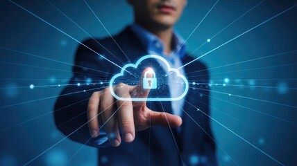 Fototapeta premium Secure cloud computing technology illustration.