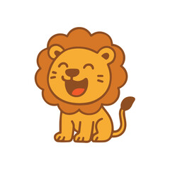 Cute Smiling Cartoon Lion Cub