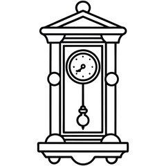 "Big Antique Clock Line Art Vector &ndash; Vintage Timepiece Illustrations"