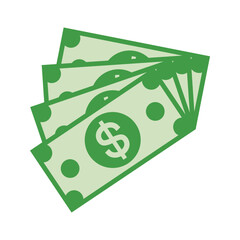 Isolated stacked dollar money or banknotes illustration vector design. Green color.