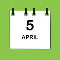April 5. Daily Calendar icon for design. Simple design for business brochure, flyer, print media, advertisement. Easily editable.