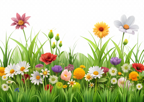 spring flowers and grass