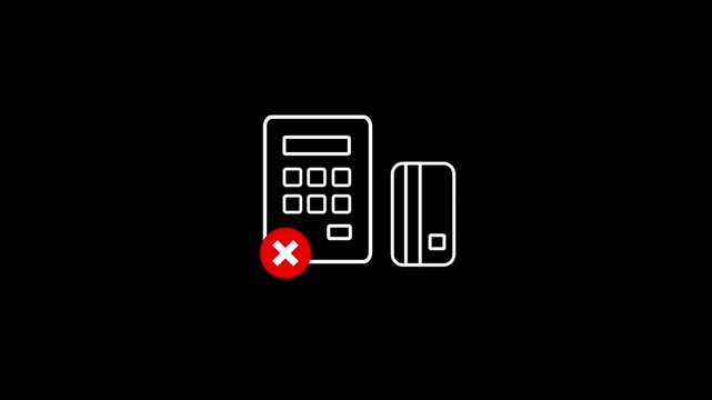 Credit card payment icon animation. Isolated on black background. HD video.