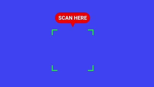 QR code scanner, isolated on blue background with alpha channel. Animation of seamless loop.