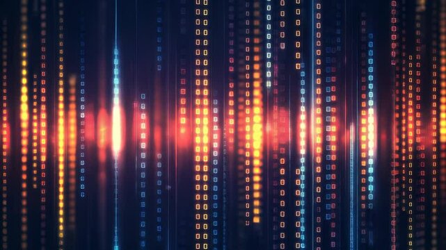 Abstract visualization of digital data streams and binary code, perfect for technology