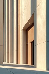 Fototapeta premium Modern Building Facade With Columns and Warm Light, Representing Architectural Innovation and Real Estate Development : Generative AI