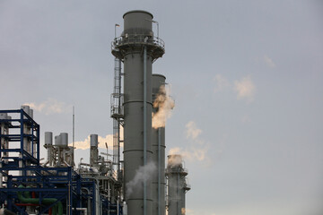 Silhouette Industrial power plant or chemical oil refinery plant, industrial and investment concept