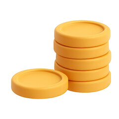 stack of gold coins 3d render icon isolated on transparent background cutout