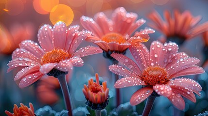 A field of pastel flowers with glittering dew drops, reimagined as a fresh and hopeful New Year 2026 concept.