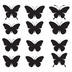 Butterfly Silhouette Vector Clipart Set