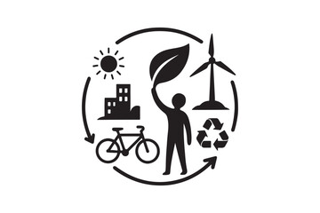 Fototapeta premium Sustainability silhouette vector with white background