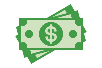 Isolated stacked dollar money or banknotes illustration vector design. Green color.