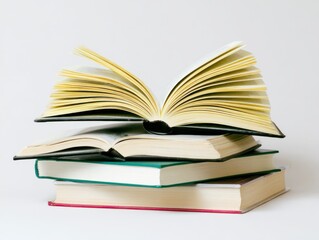 Stack Of Books With Open Pages, Showcasing Education And Lifelong Learning, Representing Knowledge Acquisition and Personal Development : Generative AI