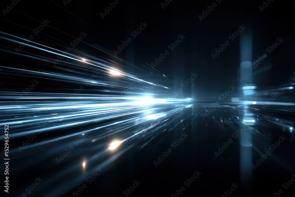 Aufkleber Abstract Light Streaks in Dark Space, Representing Innovation and Technological Advancement for Futuristic Marketing Campaigns and Product Visualizations : Generative AI