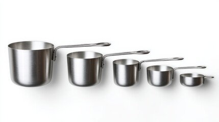 Set Of Five Measuring Cups On White Background, Illustrating Precision and Culinary Preparation for Recipe Development and Food Photography : Generative AI