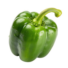 A green bell pepper isolated on a transparent background
