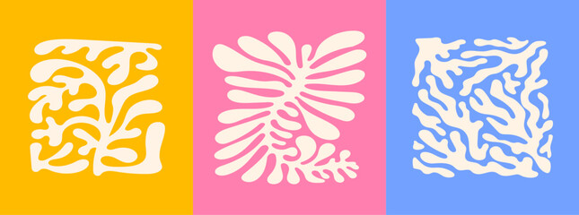 Groovy hippie floral vector collection – naive botanical elements, flower illustrations and decorative templates for posters and prints with room for text