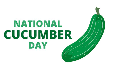 National cucumber day post illustration. Organic, healthy fresh vegetable. Celebration on June 14