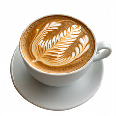 A latte art coffee isolated on a transparent background