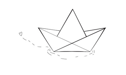 Boat ship paper origami drawing love heart shape symbol sign gift business journey tender romance travel boat ship craft valentine day freedom success vessel travel leadership beautiful boat ship love