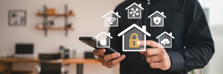 Smart home security system displayed on a phone.