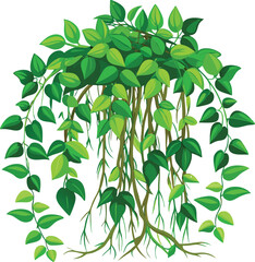Lush Green Hanging Vines  A Vibrant Illustration of Tropical Foliage