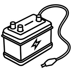 Car battery charger line art vector