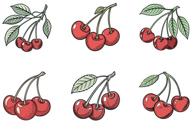 Red Cherries Designs Vibrant and Fresh Cherry Vector Illustrations for Creative Projects
