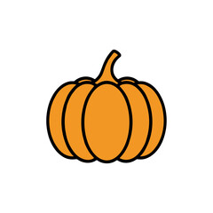 Bright pumpkin icon for autumn decoration and Halloween themes in a simple design