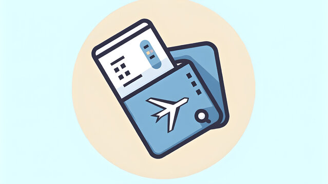 Passport Icon with a Boarding Pass and Travel Concept